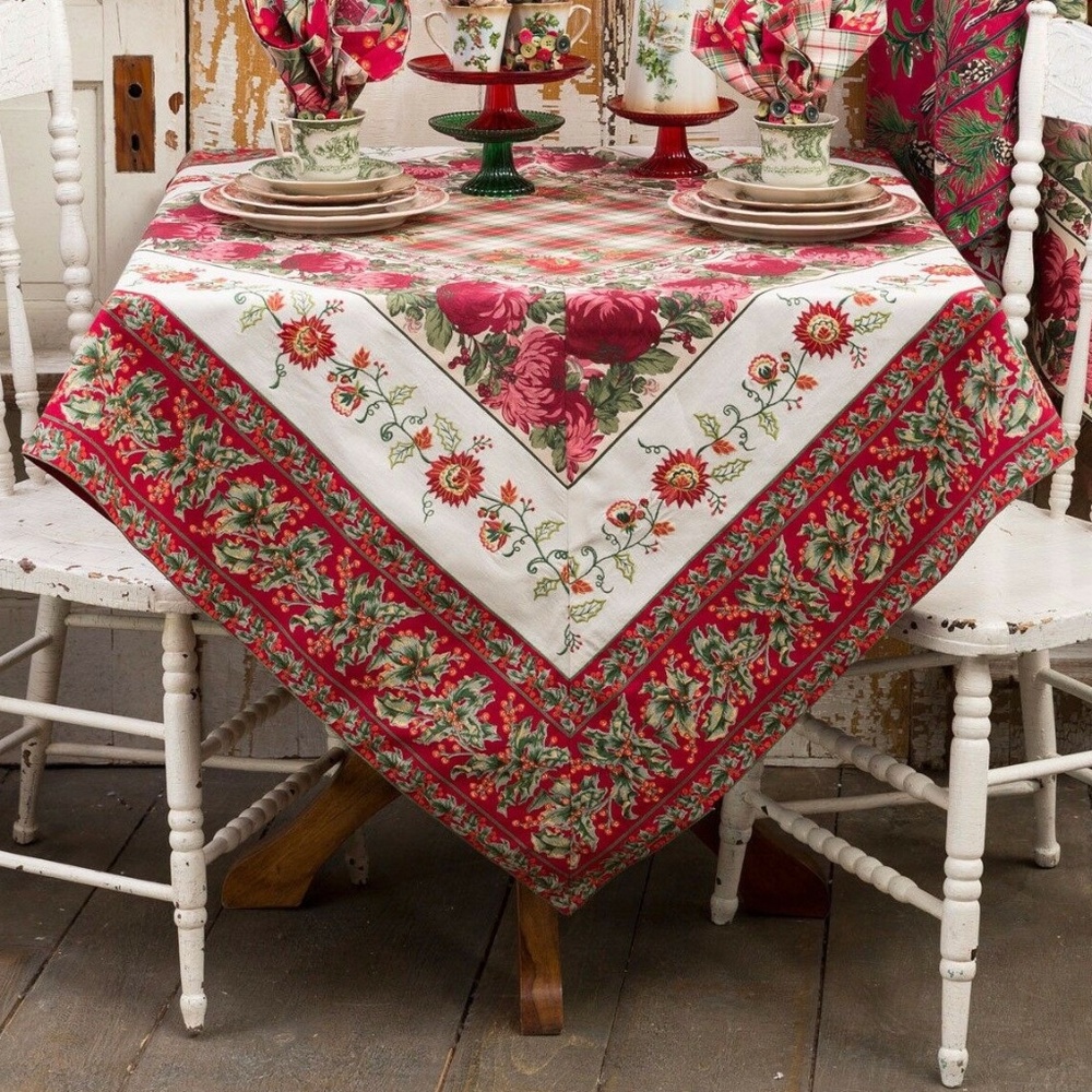 April Cornell Tablecloth Christmas Patchwork NWT